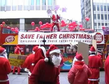 demonstratie van Engelse vaders in Londen kerst 2002