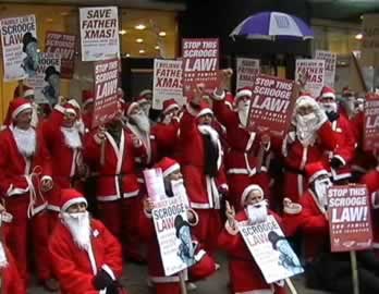 demonstratie van Engelse vaders in Londen kerst 2002